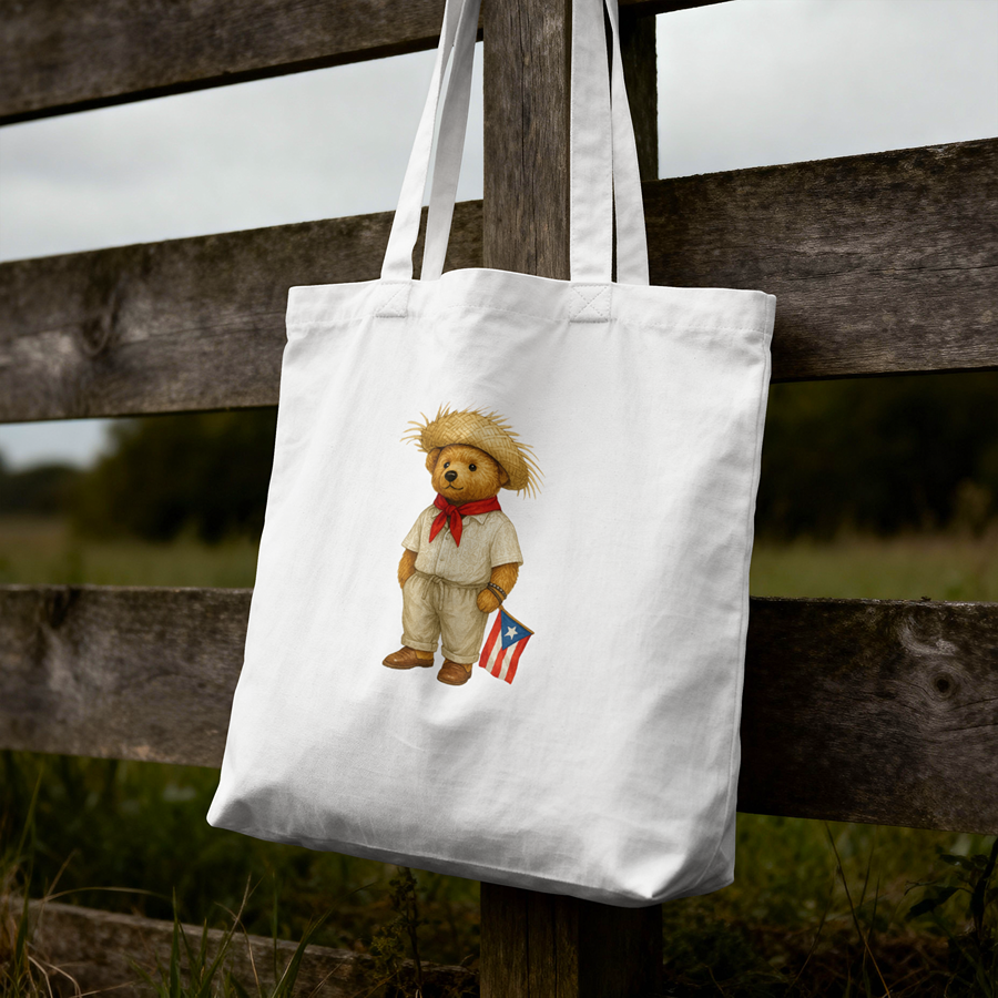 Puerto Rican Jíbaro Bear Tote Bag